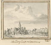 2007 Het Dorp Zonnemare. 1745. Gezicht in het dorp Zonnemaire, met de toren van de Nederlandse Hervormde kerk, en personen