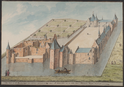2037 Het Huis te St. Maartensdijk van agteren, a. 1695, afgeteekent door Jc. Hildernisse, en a. 1784 door Theodorus ...