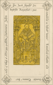 2049 De grafzerk van Cornelius Olards alias Romans, kanunnik, overleden 24 juni 1522, met koperen plaat met priester ...