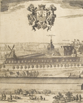 211-1 Middelburgum. Panorama van Middelburg, met Vlissingse poort en lijnbaan van de Verenigde Oost-Indische Compagnie ...