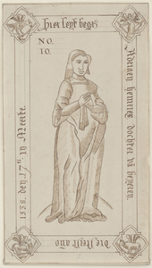 2117 Grafzerk no. 10 van Adriaene Henricxdochter van Beveren of Beijeren, overleden 17 maart 1538, met een vrouw, ...