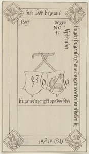 2129 Grafzerk no. 41 van Hugen Hugensenzoon, burgemeester, overleden 25 september 1500, en zijn echtgenote ...