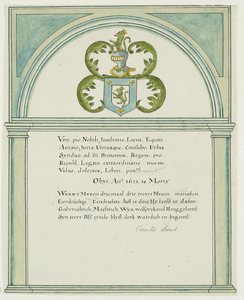 2150 Het wapenbord van Joachim Liens, overleden 18 maart 1625, ridder, lid stadsbestuur van Tholen, afgevaardigde aan ...