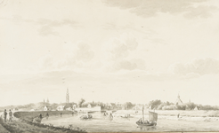 216 Middelburg uit de Haven te zien. Gezicht op de stad Middelburg van de zijde van het in 1817 aangelegde havenkanaal