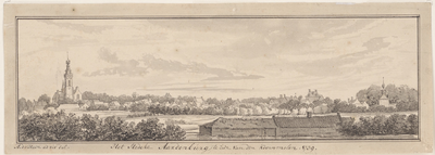 2162 Het stedeke Aardenburg, te zien van den Koornmolen. Gezicht op de stad Aardenburg, vanaf de korenmolen, met ...