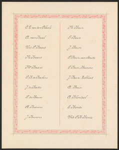 2187-2 Namen van de aanbieders aan burgemeester mr P.J.C. Hennequin van Sint Kruis