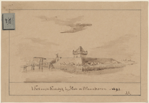 2207a 't Fort aan de Kruisdijk bij Sluis in Vlaanderen. 1692. Het fort aan de Kruisdijk bij Sluis, met ophaalbrug
