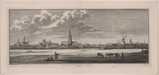 225 De Stad Middelburg, aan de zuidzijde te zien. Gezicht op de stad Middelburg, vanuit het zuiden, met op de voorgrond ...