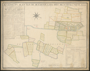 2408 Kaarte en Plan van de Buytenplaats het Munnikenhof, A? 1768 / D.W.C. Hattinga, geadmitteerd landmeter. Schaal ...