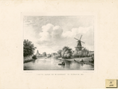 256 Nieuwe Aanleg bij de Koepoort te Middelburg, 1850. Gezicht op het bolwerk bij de Koepoort te Middelburg, met ...