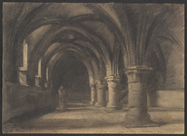 2623 De groote kelder onder de abdy te Middelburg / Jac.H. Hollestelle. 4 januari 1899. 1 tekening : houtskool ; 27,5 x ...