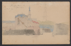2774 Kamp.[veerse] toren te Veere uit zee te zien / Johannes Bosboom. 8 mei 1878. 1 tekening : potlood, aquarel ; 14,5 ...