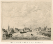 278 Gezicht van de haven op de stad Middelburg. Gezicht op de stad Middelburg, gezien van het in 1817 gegraven ...