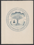 2869 Wapen met voorstelling boom, vis en klok, met omschrift en jaar 1636 op de klok van de N.H. Kerk te Vrouwenpolder, ...