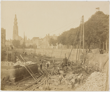 286a Gezicht op de aanleg van het droogdok aan de Dam te Middelburg