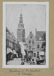 3-18 De Kerkstraat en de toren van de Sint Jacobskerk te Vlissingen, met kinderen voor de ijzeren brug