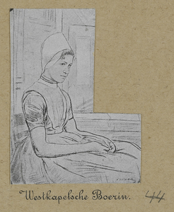 3-44 Jenne, zittende boerin van Westkapelle, in klederdracht