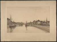 3227 [Gezicht op het Kanaal te] Sas van Gent / J. Hoogbruin. 1947. 1 prent : ets ; 30,3 x 49 cm, blad 47,5 x 64 cm, 1947