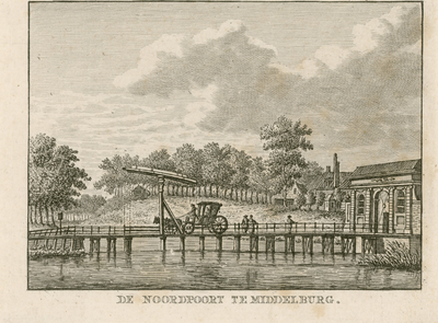 345 De Noordpoort te Middelburg. Gezicht op de Noordpoort te Middelburg, gezien van de landzijde