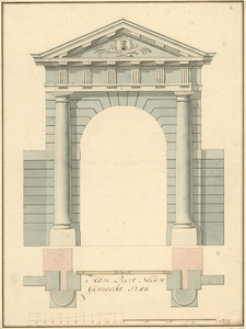 371 Have Poort Nieuw Gemaakt in 1786. Aanzicht en plattegrond van de Zuiddam-, Haven- of Slijkpoort te Middelburg