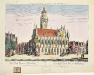 389 Das Rathaus in Middelburg La Maison de la ville à Middelbourg. Het stadhuis en een deel van de Grote Markt te ...