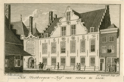 472 Het Voetboogen-Hof van voren te zien. Gezicht op het schuttershof van Sint Joris aan de Balans te Middelburg, met ...