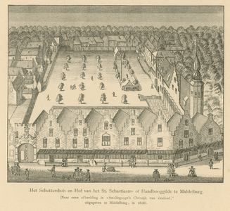 478 Het Schuttershuis en Hof van St. Sebastiaans- of Handbooggilde te Middelburg (...). Het schuttershof van Sint ...