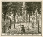 501 Abtdy, thans 't Hof van Zeeland, te Middelburg. Gezicht op het zuidelijk deel van het Abdijplein te Middelburg, met ...