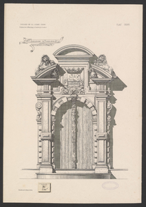517 Abdijpoort te Middelburg. De poort van het huis Middelburg in de Abdij te Middelburg, versierd met beeldhouwwerk, ...