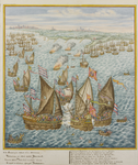 535-5 De aanval op de Spaanse vloot onder Sancio d' Avila door de Zeeuwen tussen Borssele en Walcheren, met op de ...