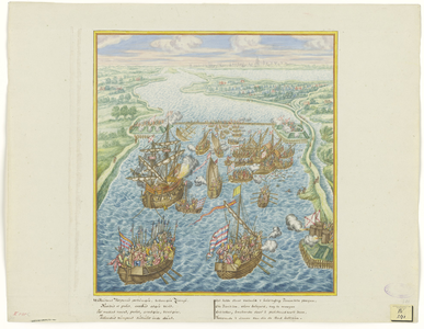 535-6 De overwinning door de Zeeuwse admiraal Eeuwout Pietersen of Worst op 22 kleine oorlogsschepen bij Rammekens, op ...