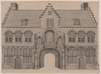 542 De Gistpoort of Blauwe poort met de aangrenzende panden aan de Sint Pieterstraat te Middelburg