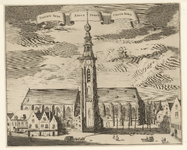546 Nieuwe Kerk Abdyetoren Choorkerk. Gezicht op de Nieuwe Kerk, Abdijtoren en Koorkerk te Middelburg, met aangrenzende ...
