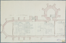 567 Plattegrond van de Abdijtoren en de Koorkerk te Middelburg, met aanwijzing van de ligging van de grafzerken