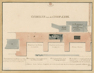 570a Gedeelte van de Choor-Kerk. Plattegrond van een deel van de Koorkerk te Middelburg met de ligging van de grafnis ...