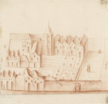 617 St. Jans Kerk. De voormalige Sint Janskerk en omgeving aan de Sint Janstraat te Middelburg, afgebroken 1541