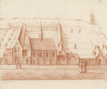 651 Augustinen. Gezicht op het Augustijnenklooster en kerk aan de Gravenstraat te Middelburg, afgestaan aan de ...