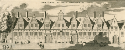 670 Arm School of Wees-Kinderen-Huys. De Armweesschool aan de Korte Noordstraat te Middelburg, afgebroken in 1862, met ...
