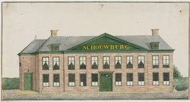 697 De voorgevel van de schouwburg aan het Molenwater te Middelburg