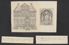 714 De gevel en gevelsteen van het huis van Hoogelande, de Witte Hazewind, aan de Lange Delft (nu 48/50) te Middelburg, ...