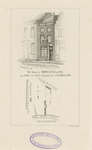 742 Het huis te Middelburg in 1860, van 1603 tot 1623 bewoond door Jacob Cats. De gevel en situatie van het huis aan de ...