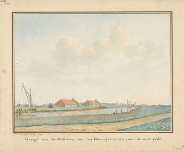 783 Gezigt van de Méstoven, van den Havendyk te zien, aan de westzyde. Gezicht op de meestoven te Middelburg, vanaf de ...