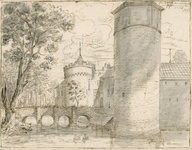 813 Casteel te Westhoven, hooftsijde in Walgeren A° 1674. Gezicht op de hoofdingang van het kasteel Westhove te Oostkapelle