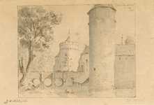 814 Casteel te Westhoven, hooftsijde in Walgeren A° 1674. Gezicht op de hoofdingang van het kasteel Westhove te Oostkapelle