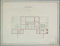 858b Grondplan No. 2. Plattegrond voor een te bouwen hospitaal voor oude en onvermogende zeelieden tussen Abeele en Souburg