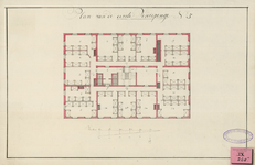858e Plan van de eerste verdiepinge No. 5. Plattegrond van de eerste verdieping voor een te bouwen hospitaal voor oude ...