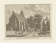 874 De Kerk te WesterSouburg. Gezicht op de Nederlandse Hervormde kerk te West-Souburg, met personen