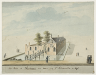 936 Het Huis te Nieuwerve van voren, na Ic. Hildernisse a. 1695. Gezicht op het huis Nieuwerve te Ritthem, gezien vanaf ...