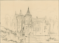 970 Schets van de voorzijde van het kasteel Popkensburg te Sint Laurens