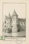 973 Het kasteel Popkensburg bij St. Laurens (Afgebroken in 1863). De voorzijde van kasteel Popkensburg te Sint Laurens, ...